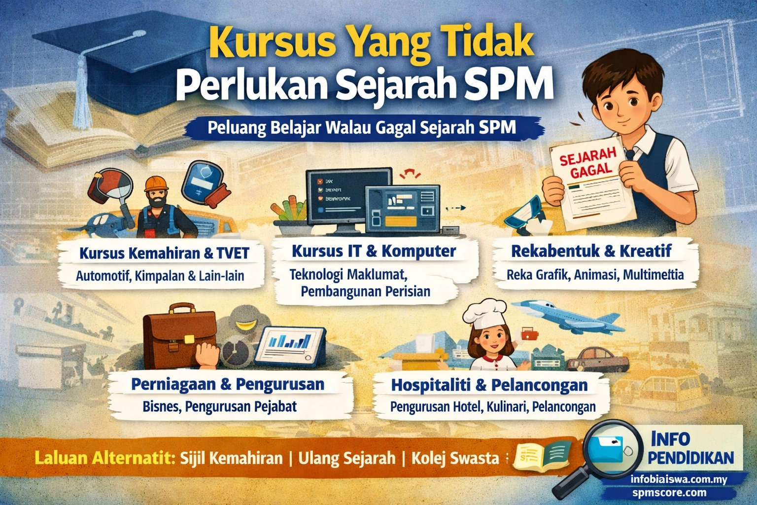 Senarai Kursus Yang Tidak Perlukan Sejarah SPM